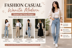 fashion casual wanita modern simpel dan elegan untuk aktivitas sehari hari